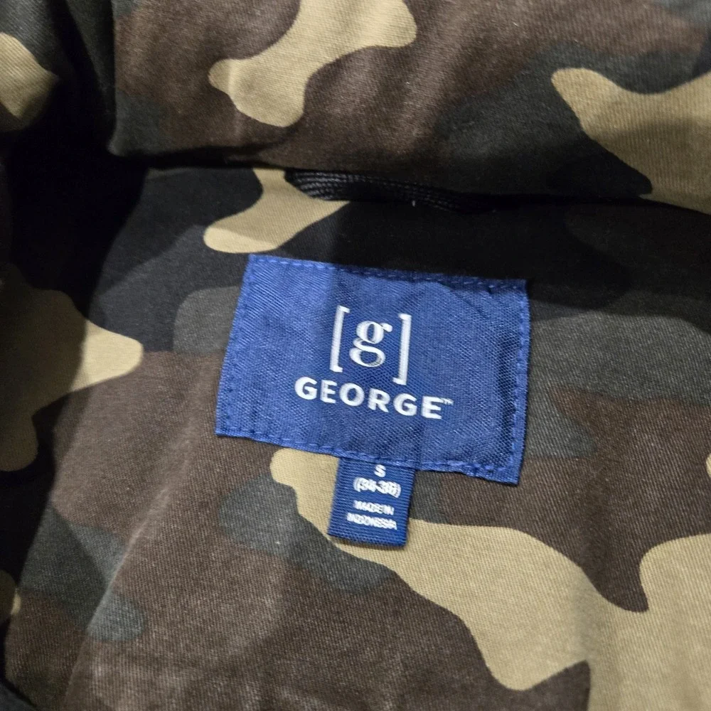 Mens George Camo Jacket With Hood Size Small Hunting, Streetwear